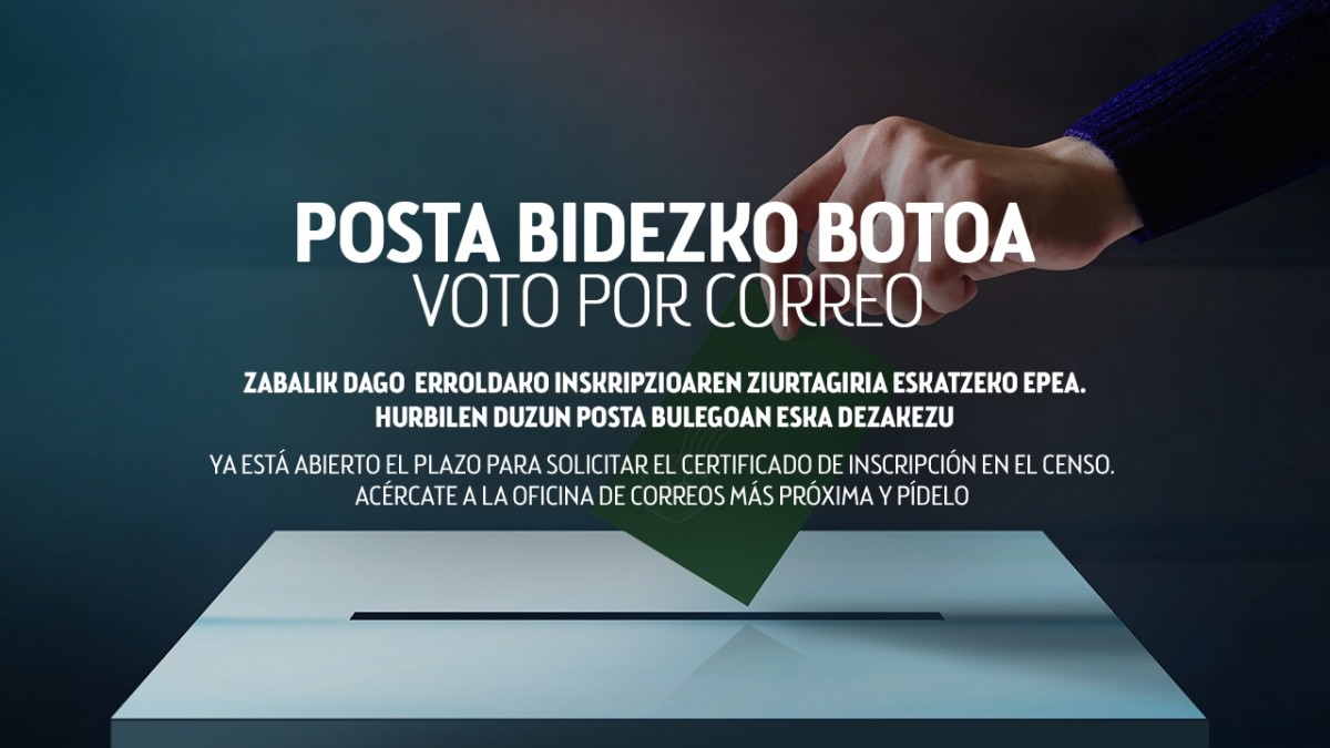 Abierto hasta el 26 de marzo el plazo para solicitar el voto por correo para las Elecciones al Parlamento Vasco