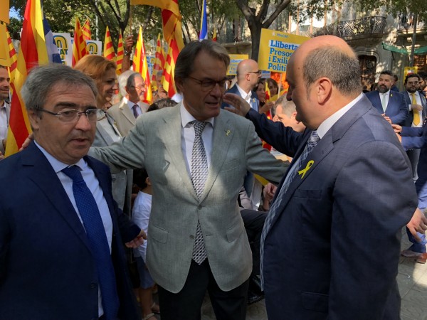 Andoni Ortuzar y Joseba Aurrekoetxea en la celebración de la Diada 2018