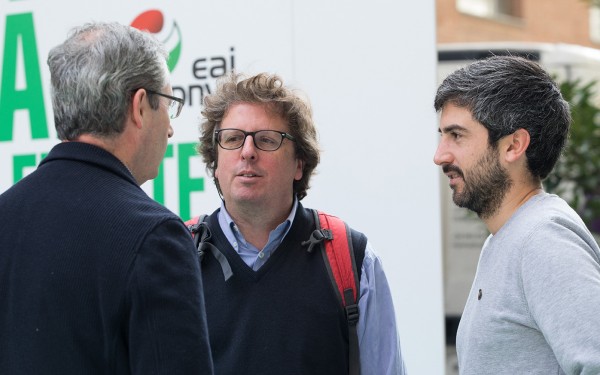 Joseba Egibar; el candidato de EAJ-PNV a Diputado General de Gipuzkoa, Markel Olano; y la cabeza de lista para Juntas Generales en Deba-Urola, María Eugenia Arrizabalaga.